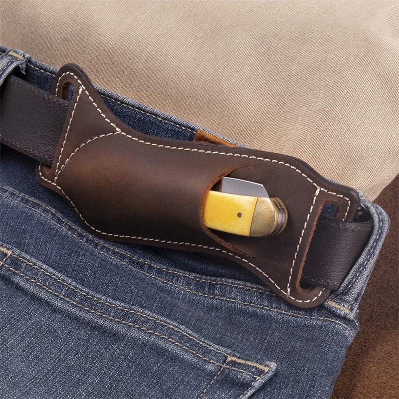 Edc Carry Belt - Étui/pochette de couteau EDC en cuir