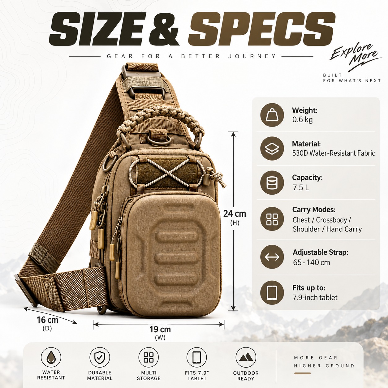 Sac de poitrine tactique, sac  - Edc Carry Bag For Men avis et prix