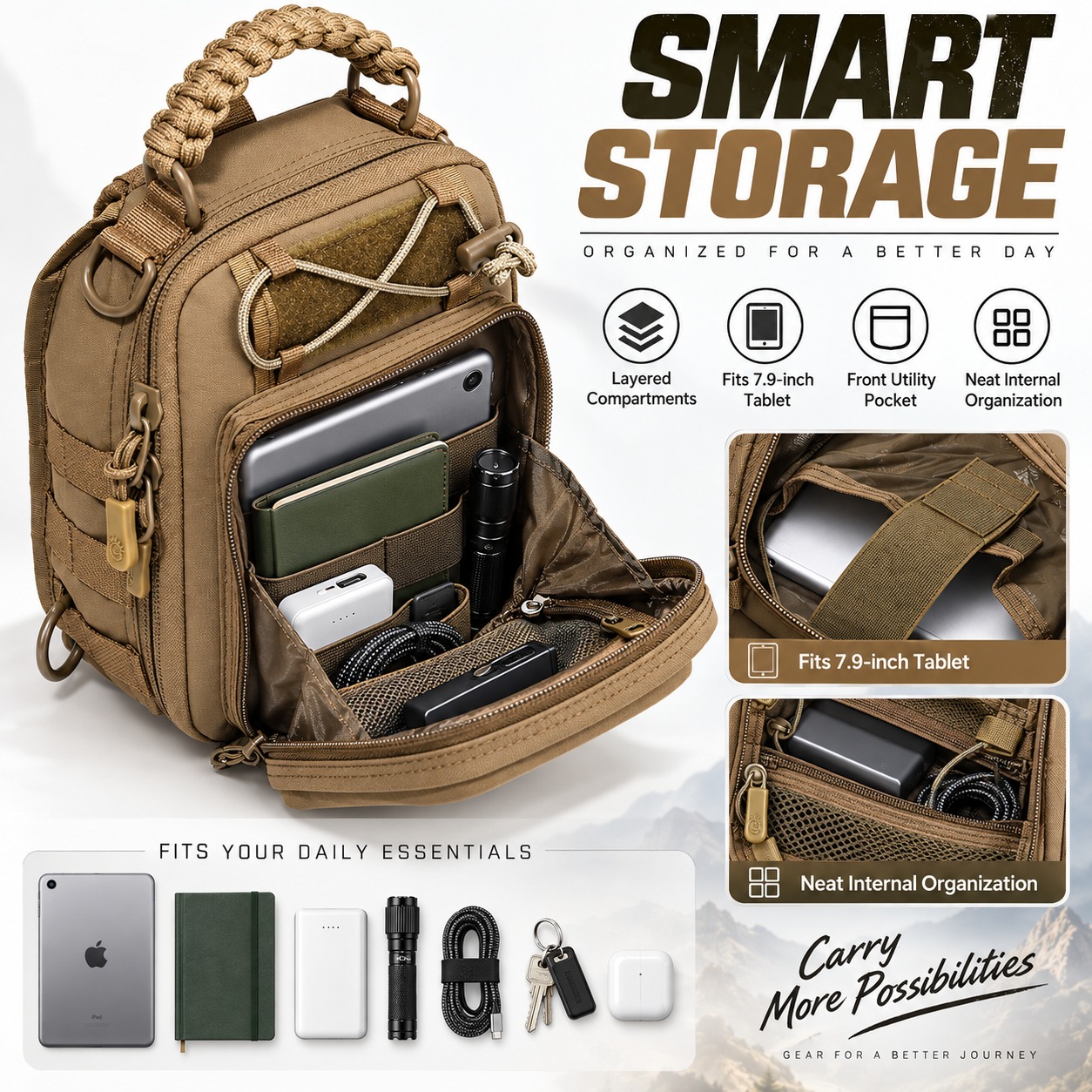 Sac de poitrine tactique, sac  - Edc Carry Bag For Men avis et prix